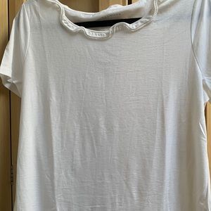 Talbots short sleeve white tee shirt shirt size large pretty neck detail